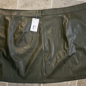 Olive Leather Skirt